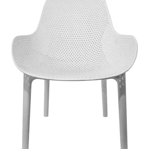 Silla de plástico blanca con diseño de puntos de 59x76x82cm
