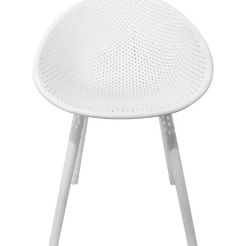 Silla de plástico blanco con respaldo diseño huevo de 59x59x83cm