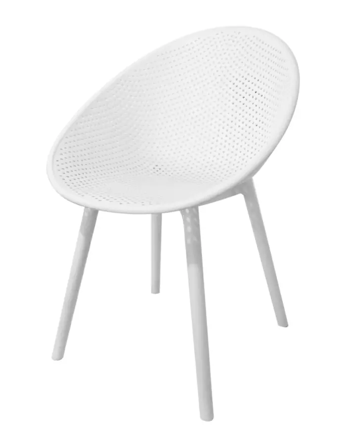 Silla de plástico blanco con respaldo diseño huevo de 59x59x83cm - Image 2