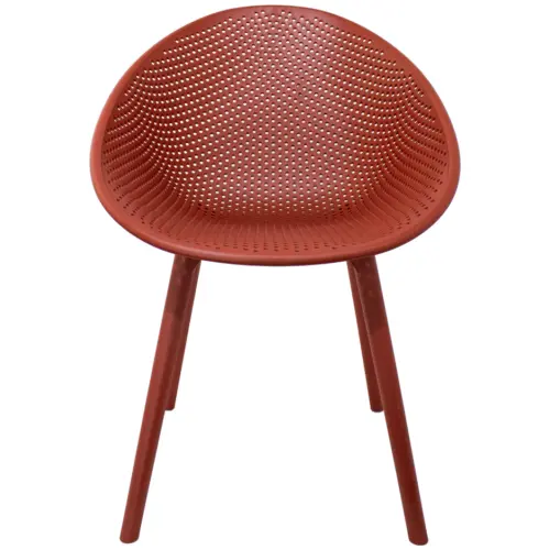Silla de plástico rojo con respaldo diseño huevo de 59x59x83cm