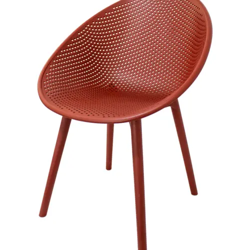 Silla de plástico rojo con respaldo diseño huevo de 59x59x83cm