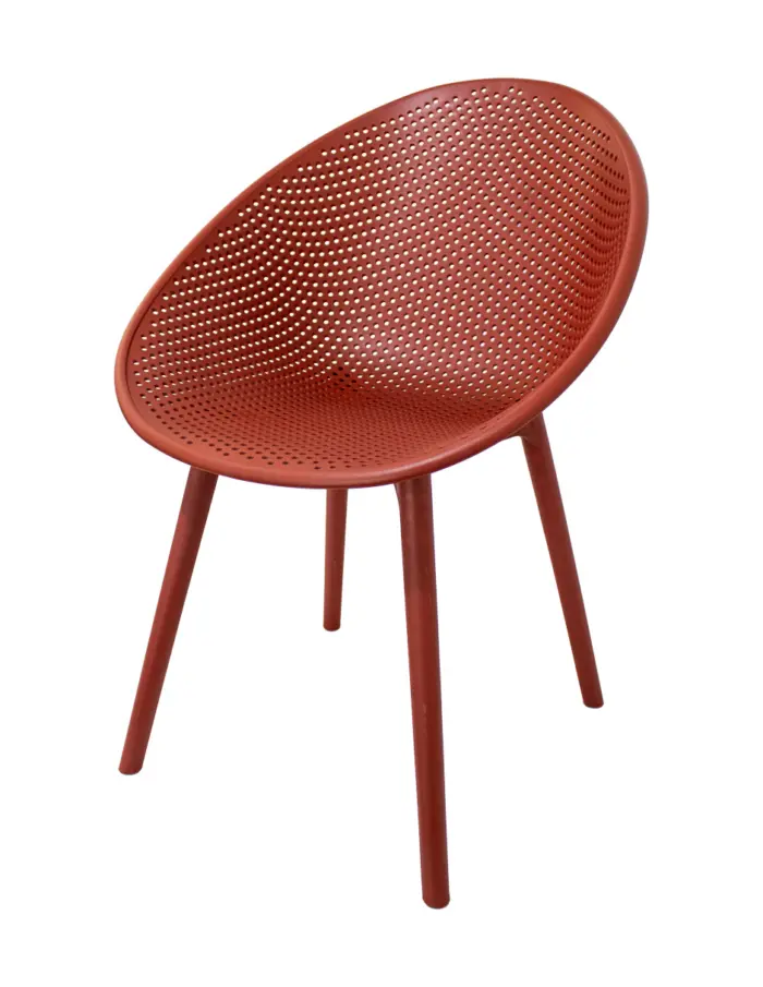 Silla de plástico rojo con respaldo diseño huevo de 59x59x83cm - Image 2
