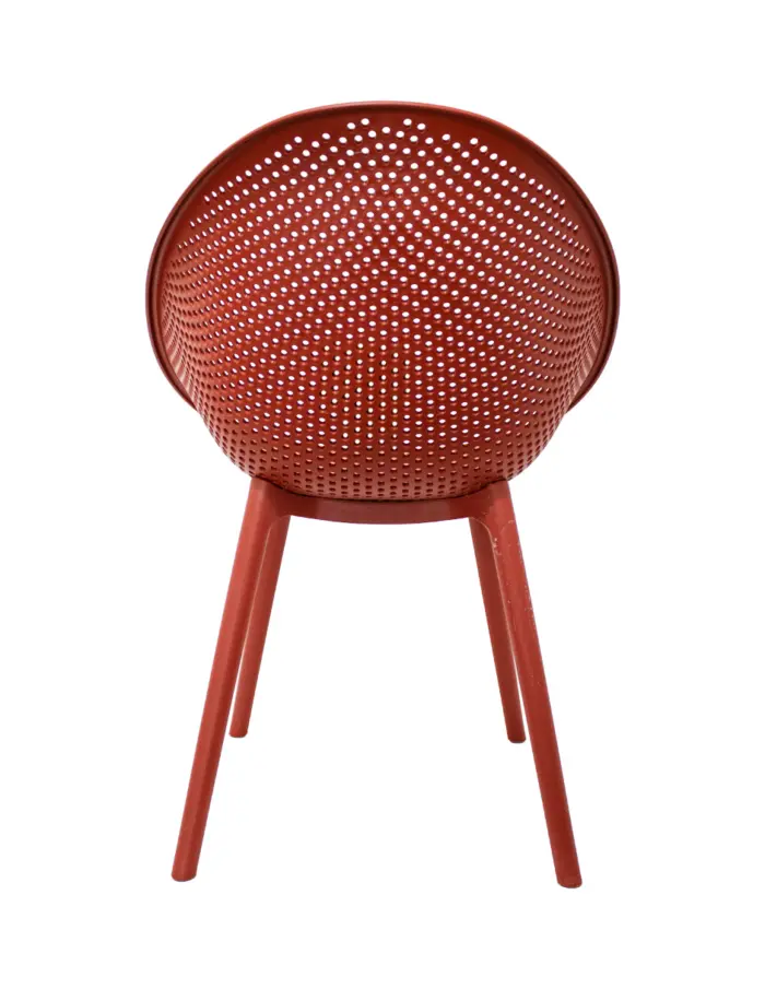 Silla de plástico rojo con respaldo diseño huevo de 59x59x83cm - Image 4