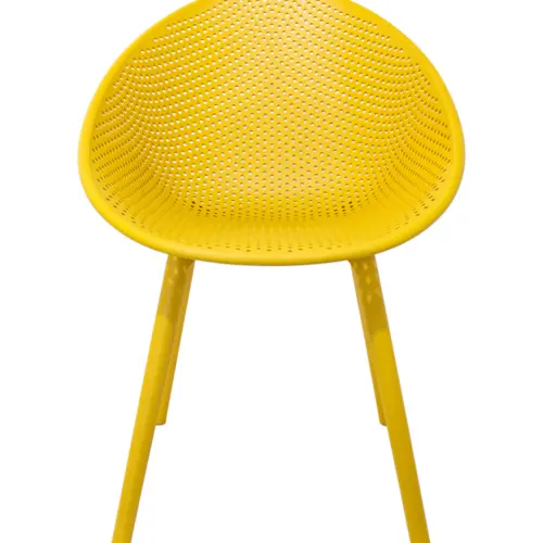 Silla de plástico amarillo con respaldo diseño huevo de 59x59x83cm