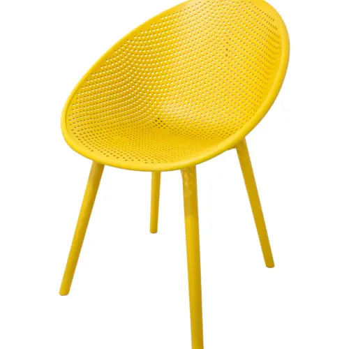 Silla de plástico amarillo con respaldo diseño huevo de 59x59x83cm