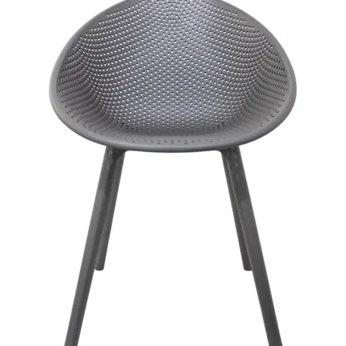 Silla de plástico gris con respaldo diseño huevo de 59x59x83cm