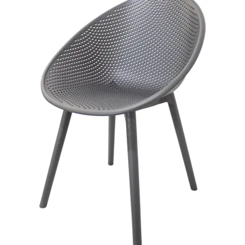 Silla de plástico gris con respaldo diseño huevo de 59x59x83cm