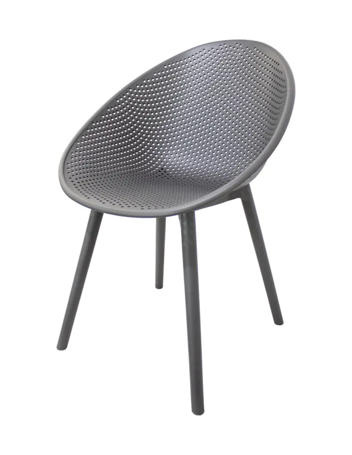 Silla de plástico gris con respaldo diseño huevo de 59x59x83cm - Image 2