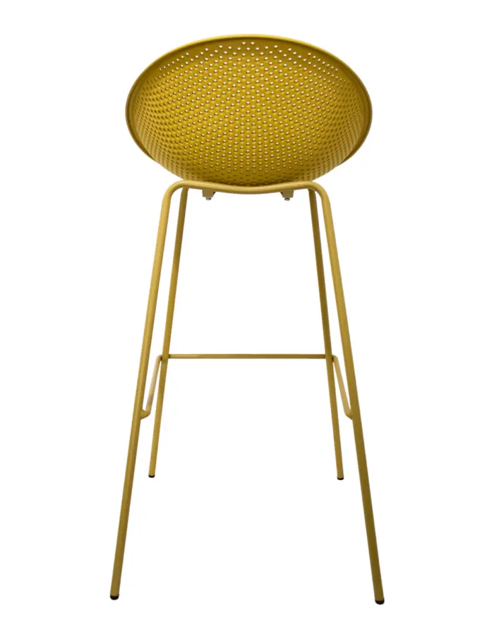 Banco de bar de plástico amarillo con respaldo diseño huevo de 50x49x97cm - Image 4