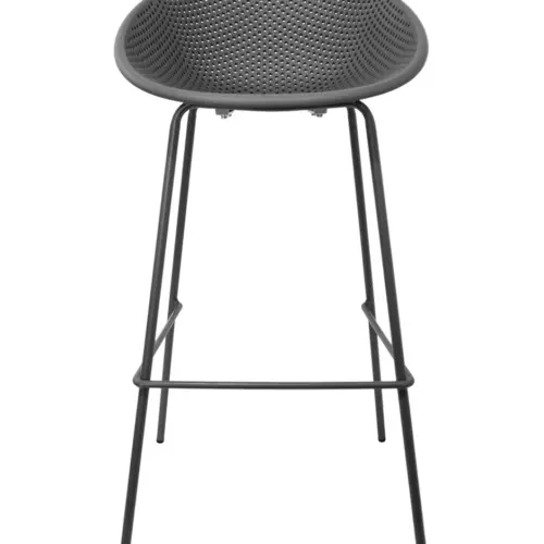 Banco de bar de plástico gris con respaldo diseño huevo de 50x49x97cm