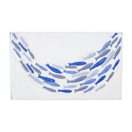 Cuadro diseño peces en tonos azules de 60.8x3x36.8cm