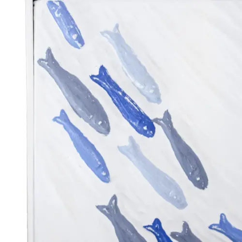 Cuadro diseño peces en tonos azules de 60.8x3x36.8cm