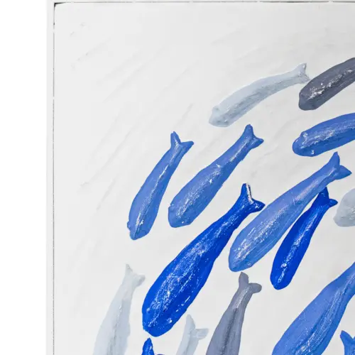 Cuadro diseño peces en circulos en tonos azules de 57×2.5x57cm