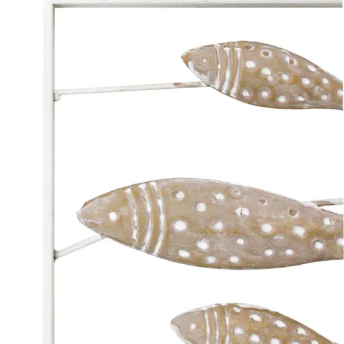 Cuadro de metal diseño peces beige de 60x3x60cm