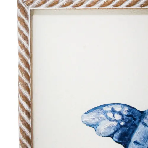 Cuadro de madera con metal diseño tortuga marina azul de 31×3.5x31cm
