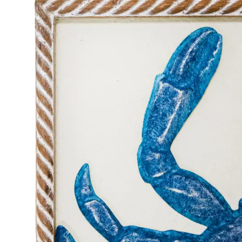 Cuadro de madera con metal diseño cangrejo marina azul de 31x3x31cm