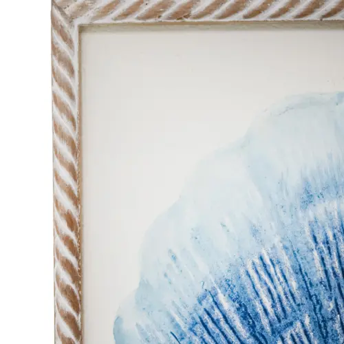 Cuadro de madera con metal diseño concha marina azul de 31×4.3x31cm