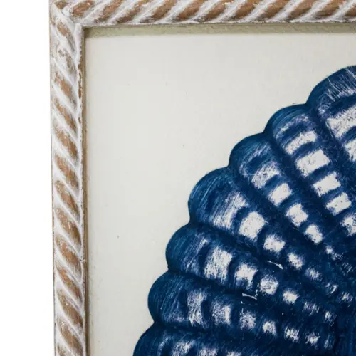 Cuadro de madera con metal diseño concha de mar azul de 31×3.5x31cm