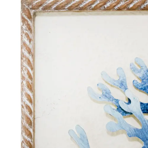 Cuadro de madera con metal diseño arrecife azul de 31x3x31cm