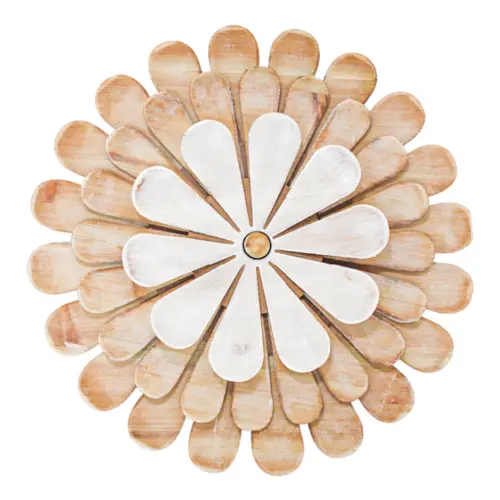 Flor de madera con metal para pared de 51x5x51cm 