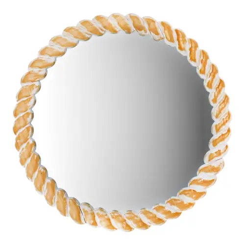 Espejo redondo con orilla de madera de 66x3x66cm