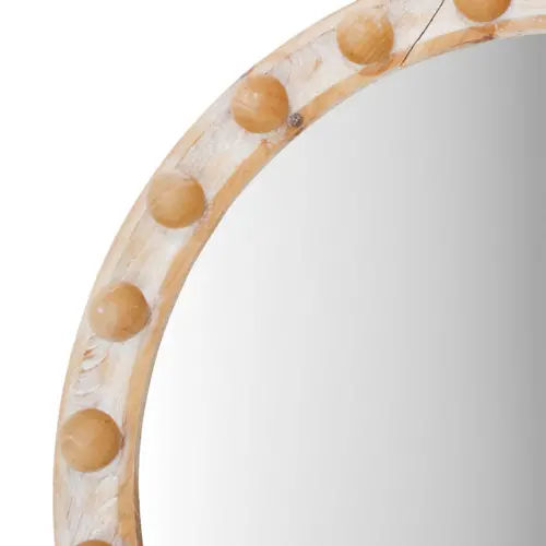 Espejo redondo con orilla de madera de 68.5×5.5×68.5cm