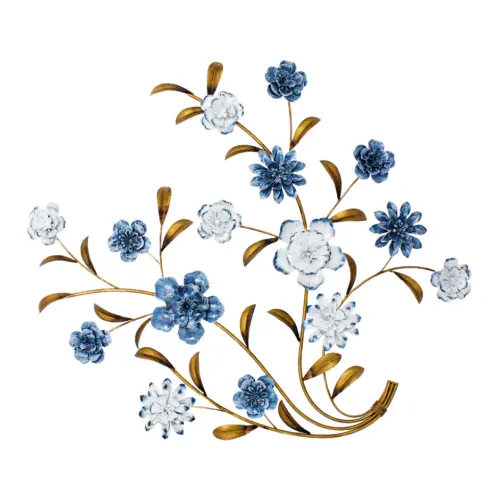 Flores azules de metal para pared de 73×4.5x66cm