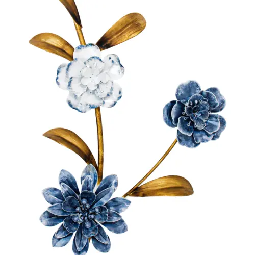 Flores azules de metal para pared de 73×4.5x66cm