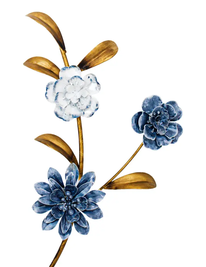 Flores azules de metal para pared de 73x4.5x66cm - Image 2
