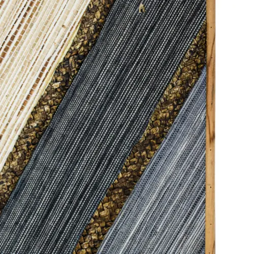 Cuadro de madera diseño tejido natural tonos azul de 30x3x80cm