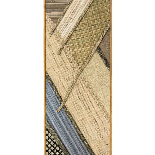 Cuadro de madera diseño tejido natural tonos azul claro de 30x3x80cm