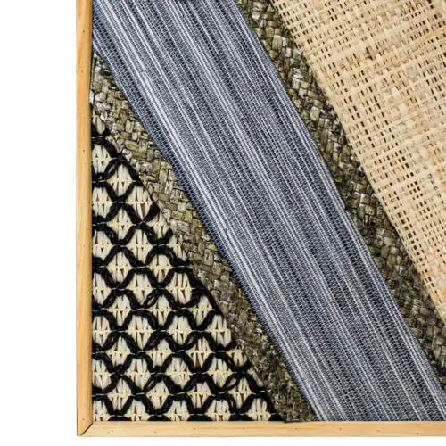 Cuadro de madera diseño tejido natural tonos azul claro de 30x3x80cm