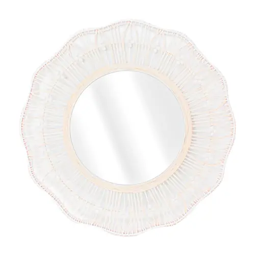Espejo con la orilla tejida blanca de 93x93x2cm