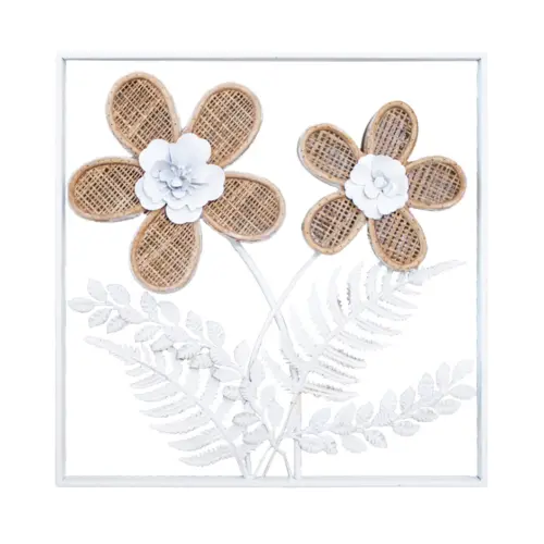 Cuadro de metal diseño flor tejida de 38x4x38cm