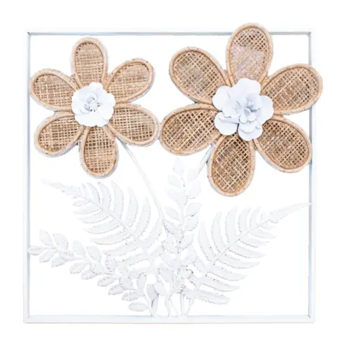Cuadro de metal diseño flor tejida de 38x4x38cm