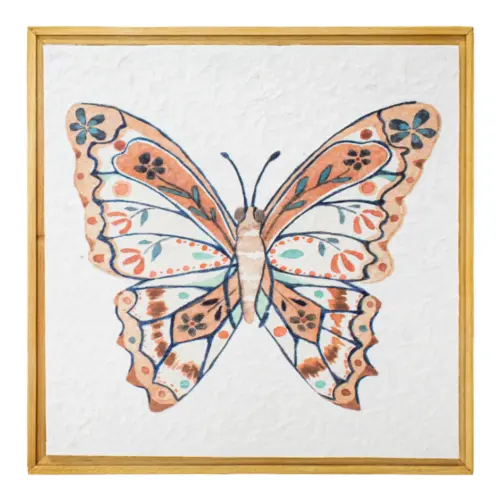 Cuadro de madera diseño mariposa de 26.2x4x26.2cm