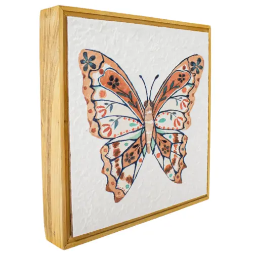 Cuadro de madera diseño mariposa de 26.2x4x26.2cm
