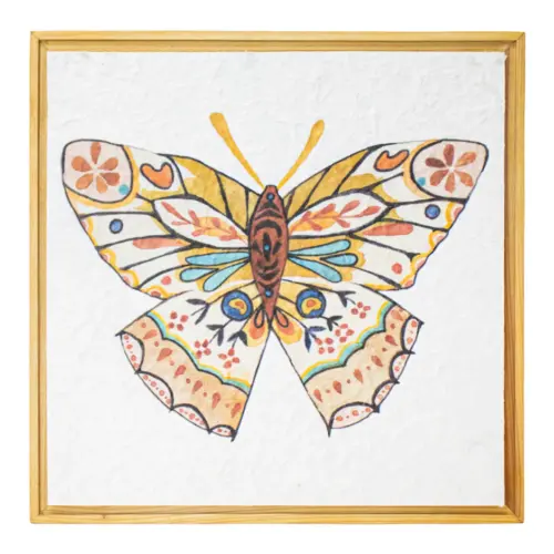 Cuadro de madera diseño mariposa multicolor de 26.2x4x26.2cm