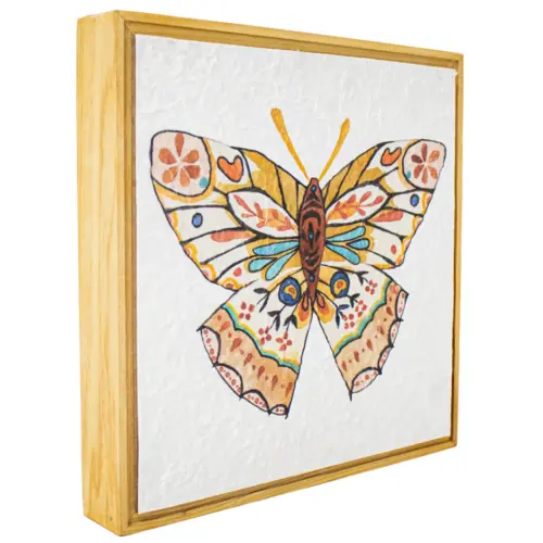 Cuadro de madera diseño mariposa multicolor de 26.2x4x26.2cm
