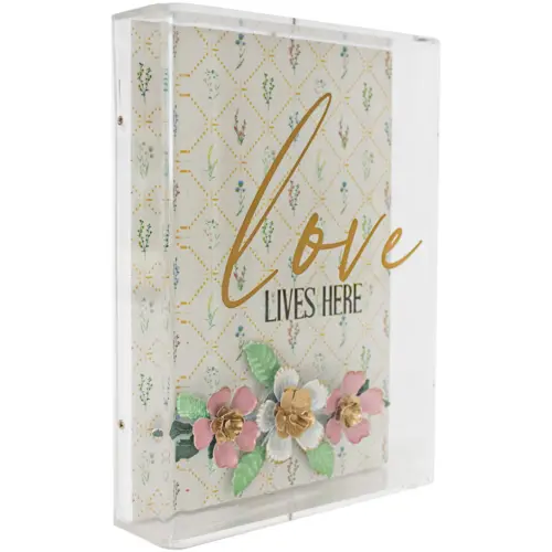 Base de madera diseño flor rosa de 15x5x20.3cm