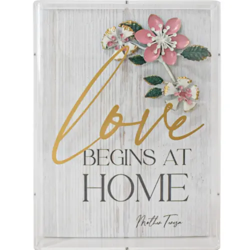 Base de madera diseño flor rosa palabra love de 15x5x20.3cm