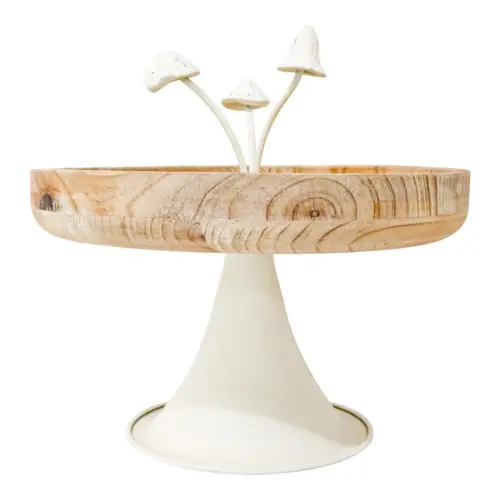 Frutero de madera con base de metal de 25x25x23cm