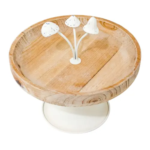 Frutero de madera con base de metal de 25x25x23cm