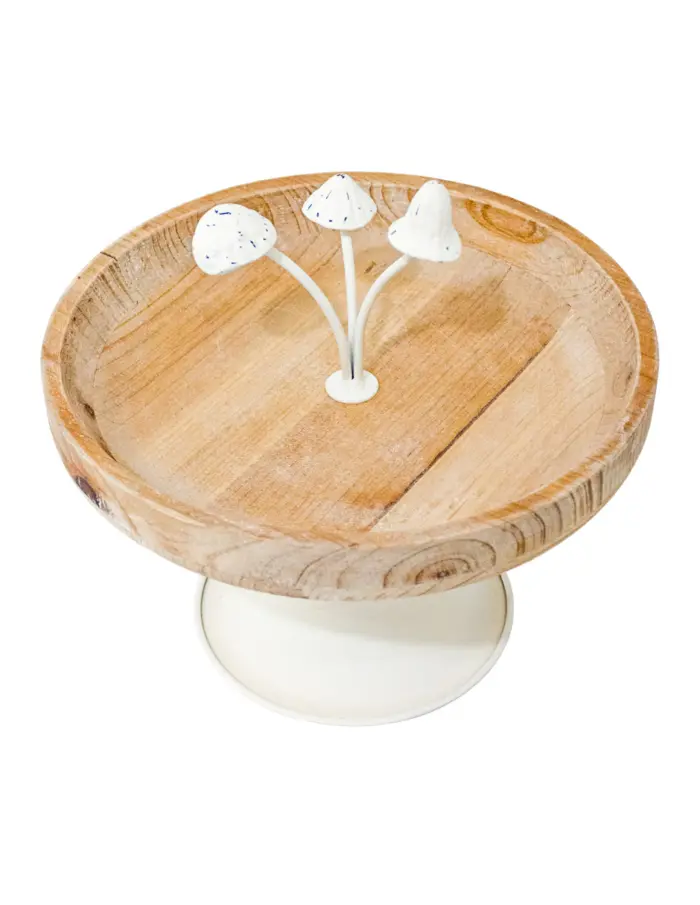 Frutero de madera con base de metal de 25x25x23cm - Image 2