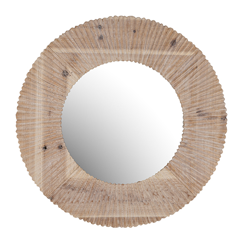 Espejo de madera redondo con tejido en la orilla natural de 60×1.5x60cm