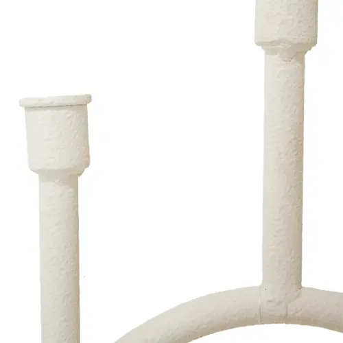 Candelabro de metal para 3 velas blanco con base de madera de 20x11x38.2cm