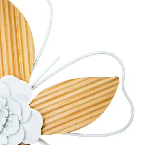Flor de metal para pared blanca con amarillo de 30×2.8x75cm