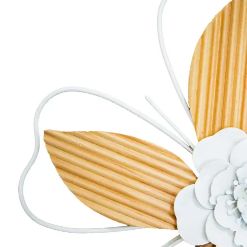Flor de metal para pared blanca con amarillo de 33×2.8×91.3cm