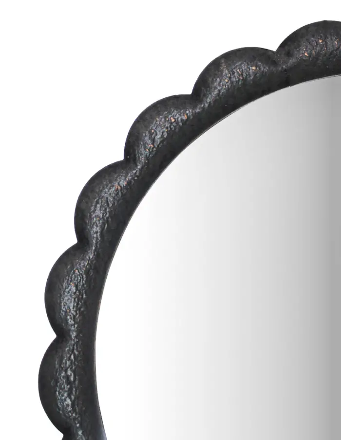Espejo redondo de madera con la orilla negra de 70.5x3x70.5cm - Image 2