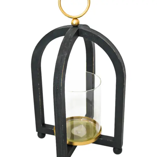 Candelabro de metal con pantalla de cristal de 18.5×18.5x42cm